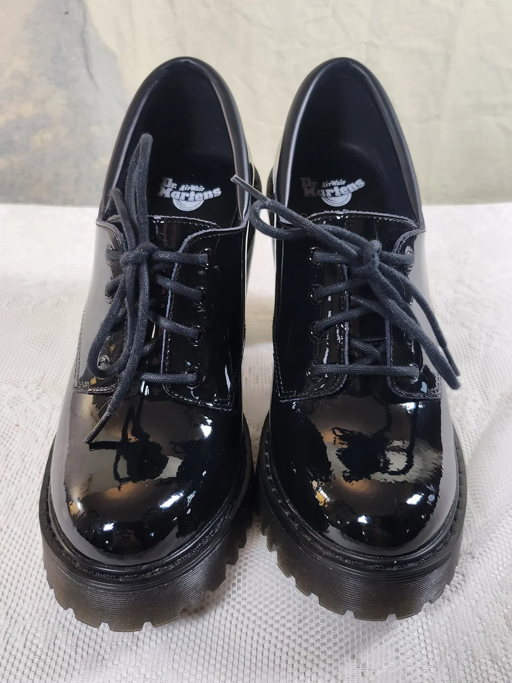 Dr. Martens Salome US7/EU38/UK5 Black Patent Oxford Lace-Up Heels